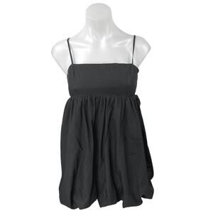 Aritzia Sunday Best Elio Black Sleeveless Cami Mini Bubble Poplin Tank Dress 2XS